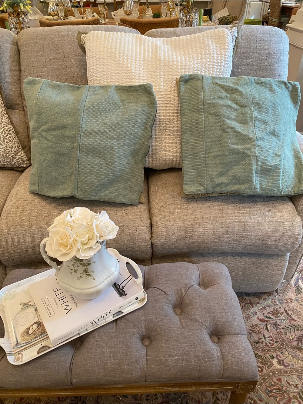 Decorative Sage Green Throw Pillow Pair - Unbranded